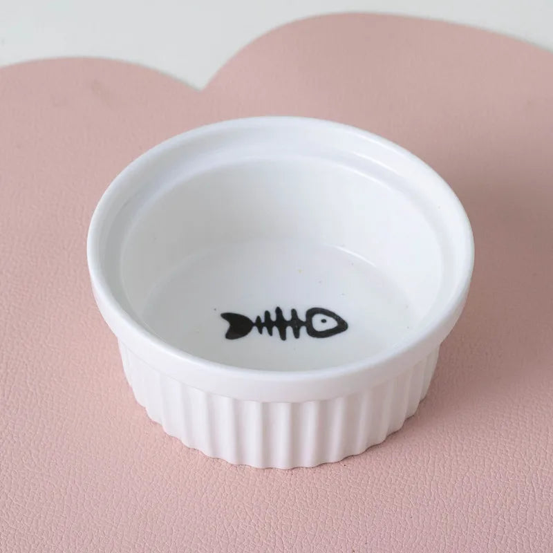 Cat Tilted Feeding Bowl With Anti Slip Stainless Steel Inner