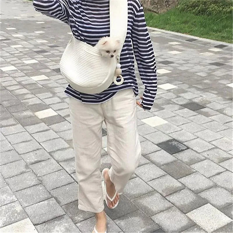 Breathable Polyester Pet Crossbody Sling Carrier For Cat And Dog