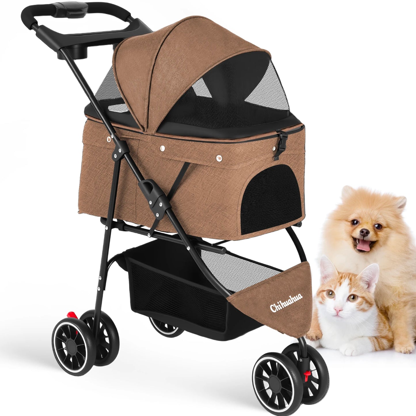 Chihuahua Pet Stroller for Small Dogs and Cats Foldable Carrier