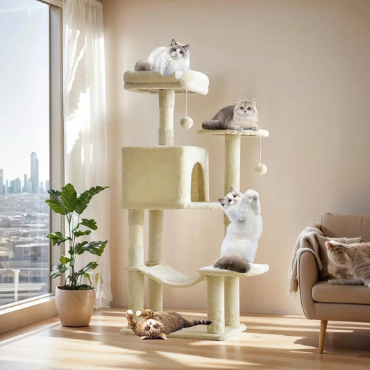 Cat Tree Tower Indoor Cats With Sisal Scratching Posts Hammock