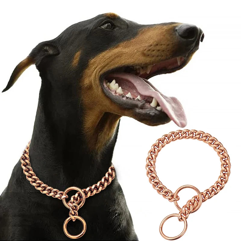 Stainless Steel Dog Chain Collar Cuban Link Design