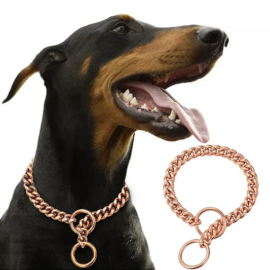 Stainless Steel Dog Chain Collar Cuban Link Design