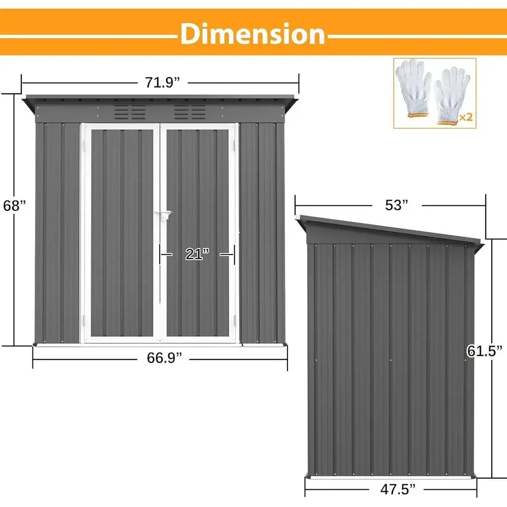Metal Utility Shed With Floor For Garden Tools And Outdoor Storage