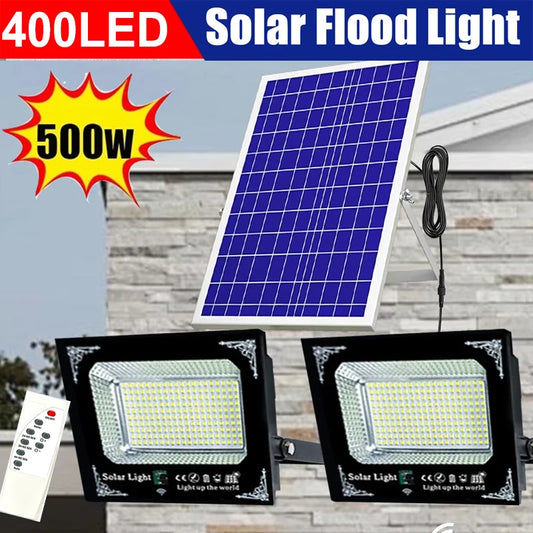 Solar Powered 500W LED Dual Head Flood Light For Garden