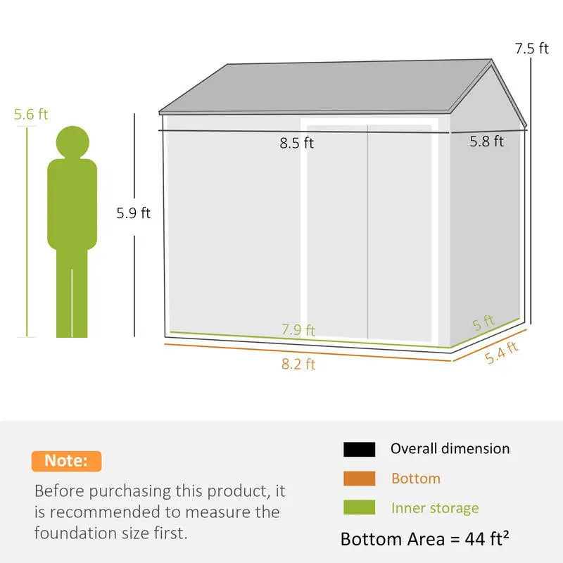 Metal Garden Storage Shed With Doors Window And Air Vents