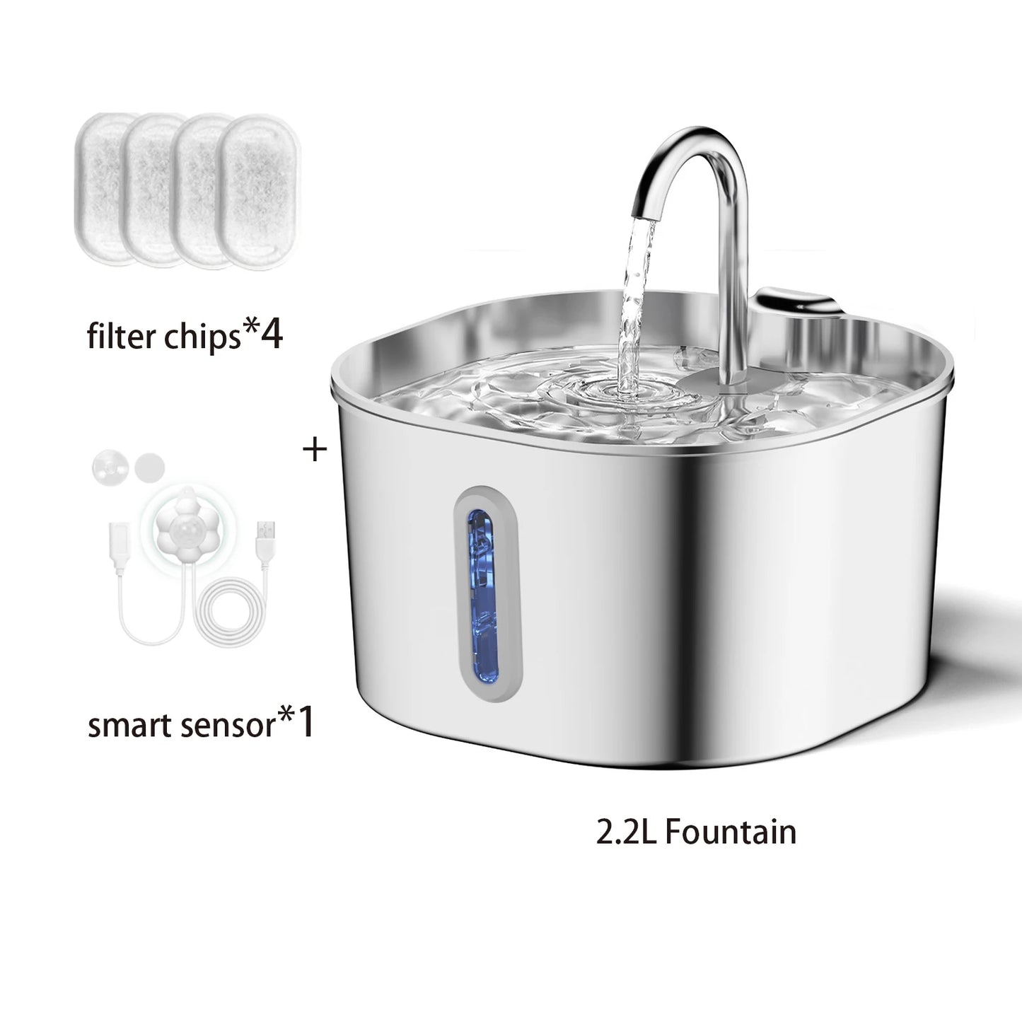 Automatic Stainless Steel Cat Water Fountain With Window