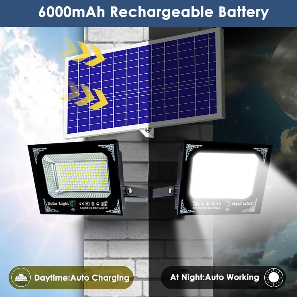 Solar Powered 500W LED Dual Head Flood Light For Garden