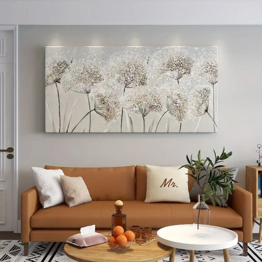 Nordic Style Wood Frame Canvas Print Dandelion Wall Art
