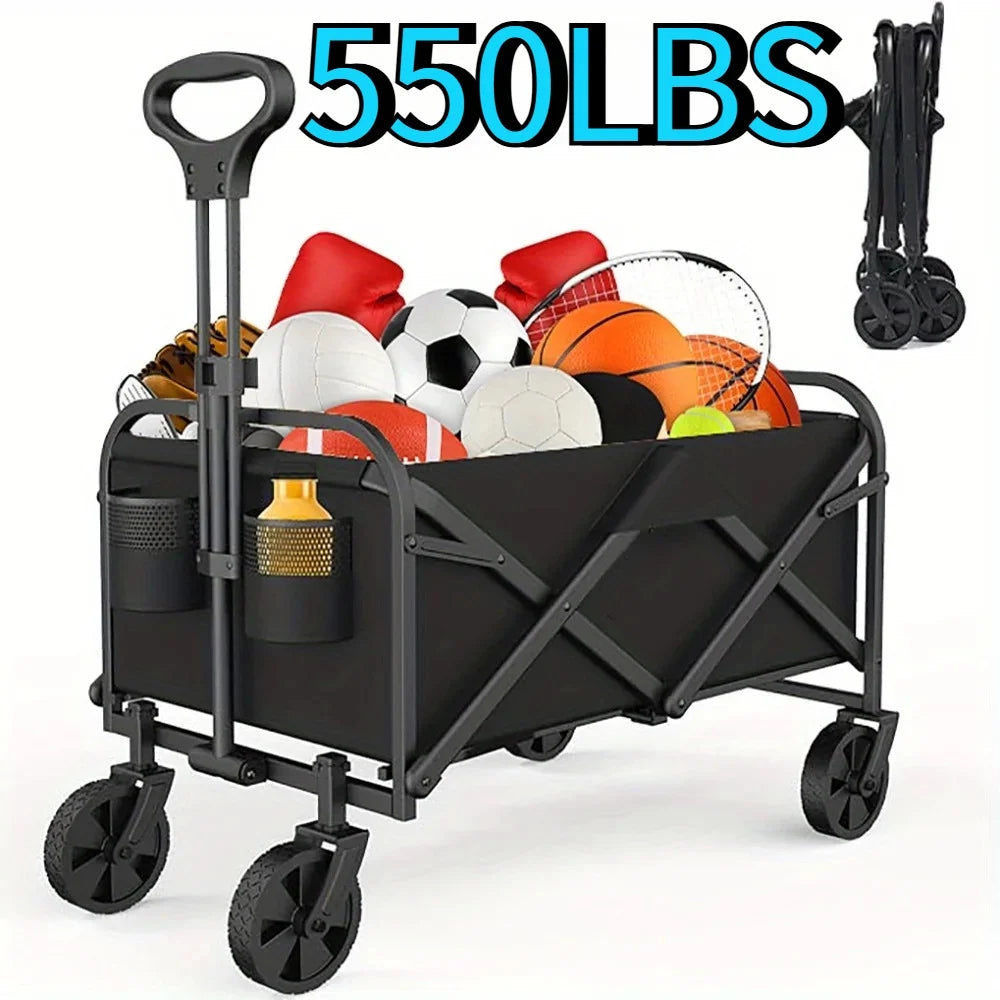 Foldable Heavy Duty Utility Wagon Cart For Groceries And Gardening