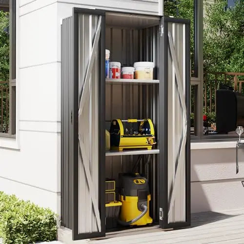Outdoor Storage Cabinet With Two Adjustable Shelves Weatherproof