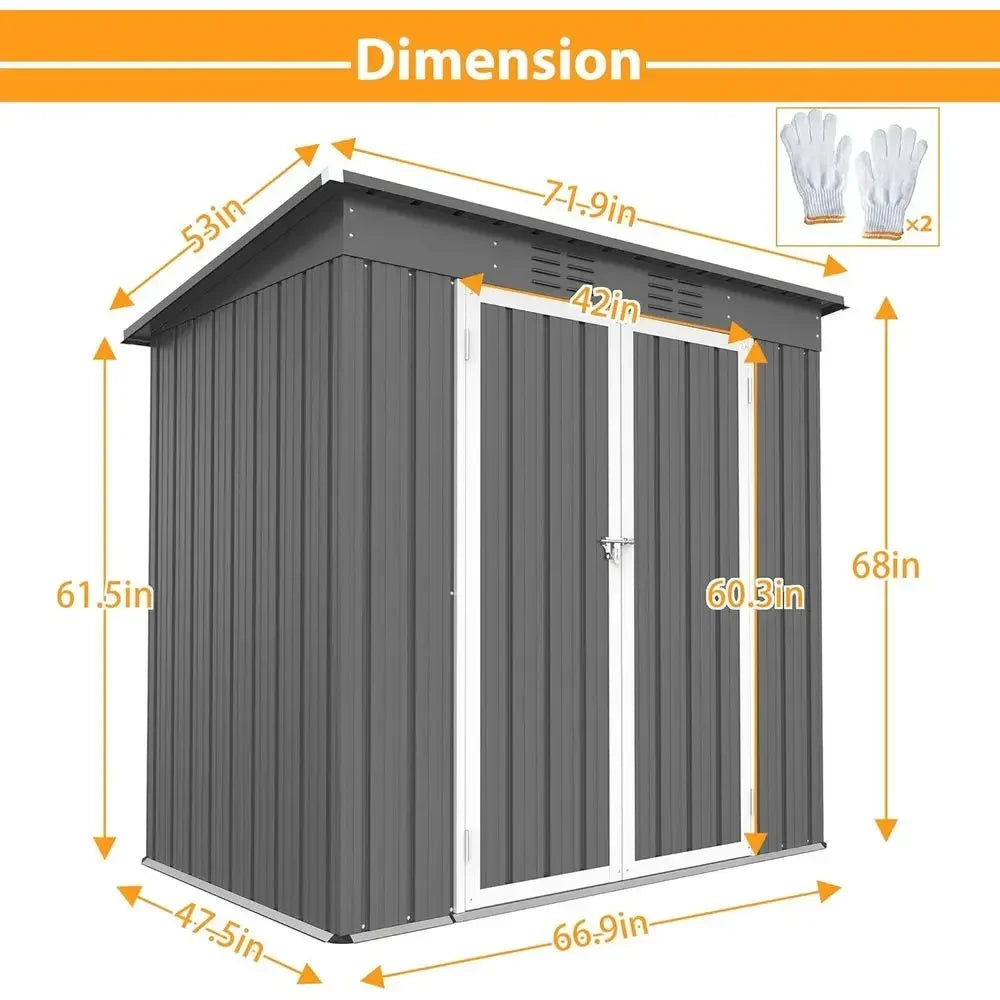 Metal Utility Shed With Floor For Garden Tools And Outdoor Storage