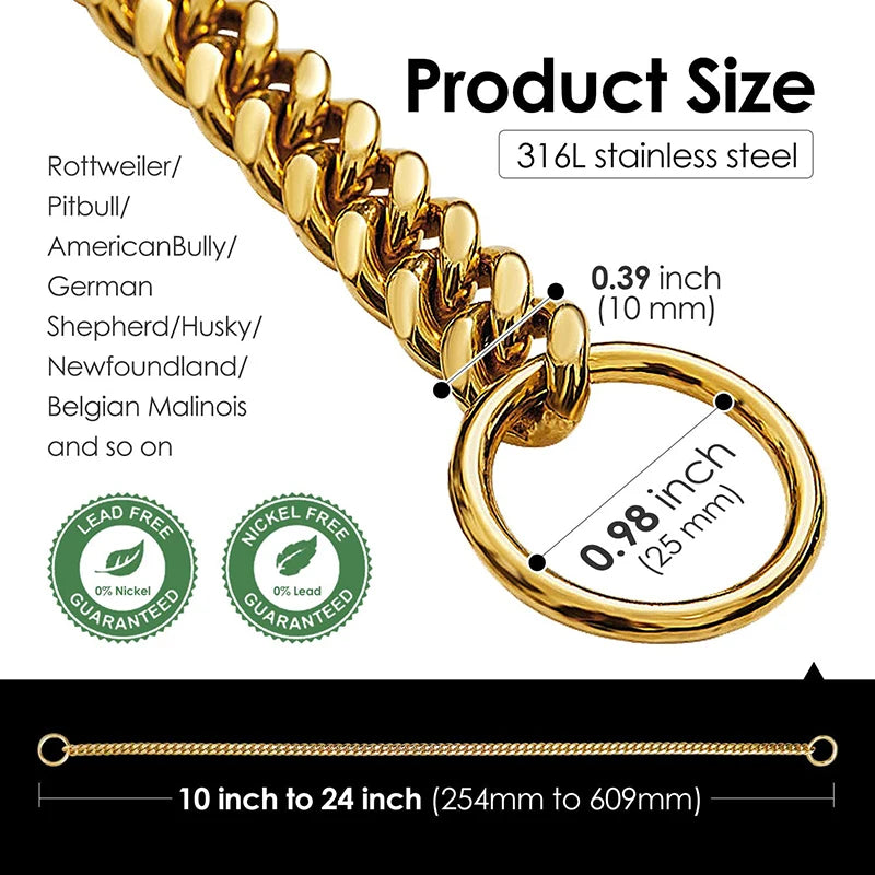 Stainless Steel Dog Chain Collar Cuban Link Design
