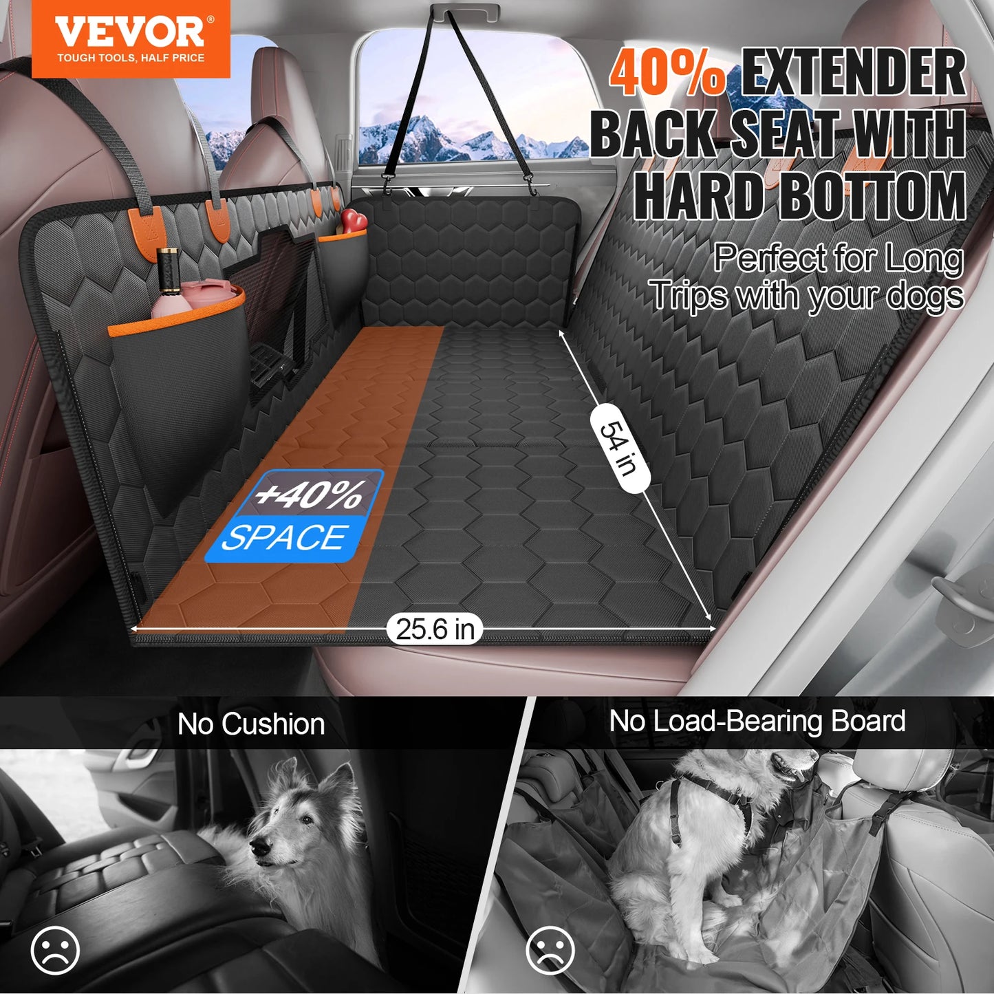 SucceBuy Back Seat Extender Dog Car Seat Cover With Mesh Window Hammock