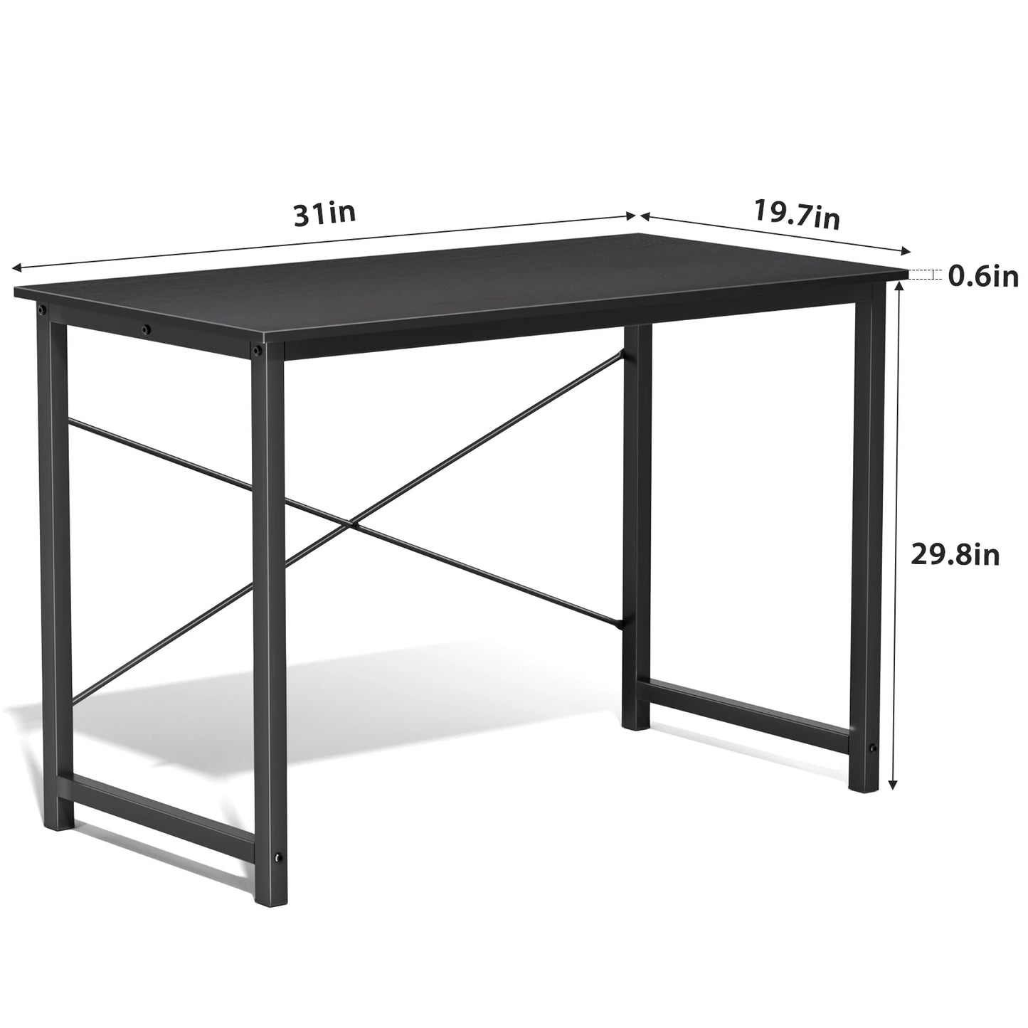 JHK Gaming Computer Desk With Wood Tabletop And Metal Frame