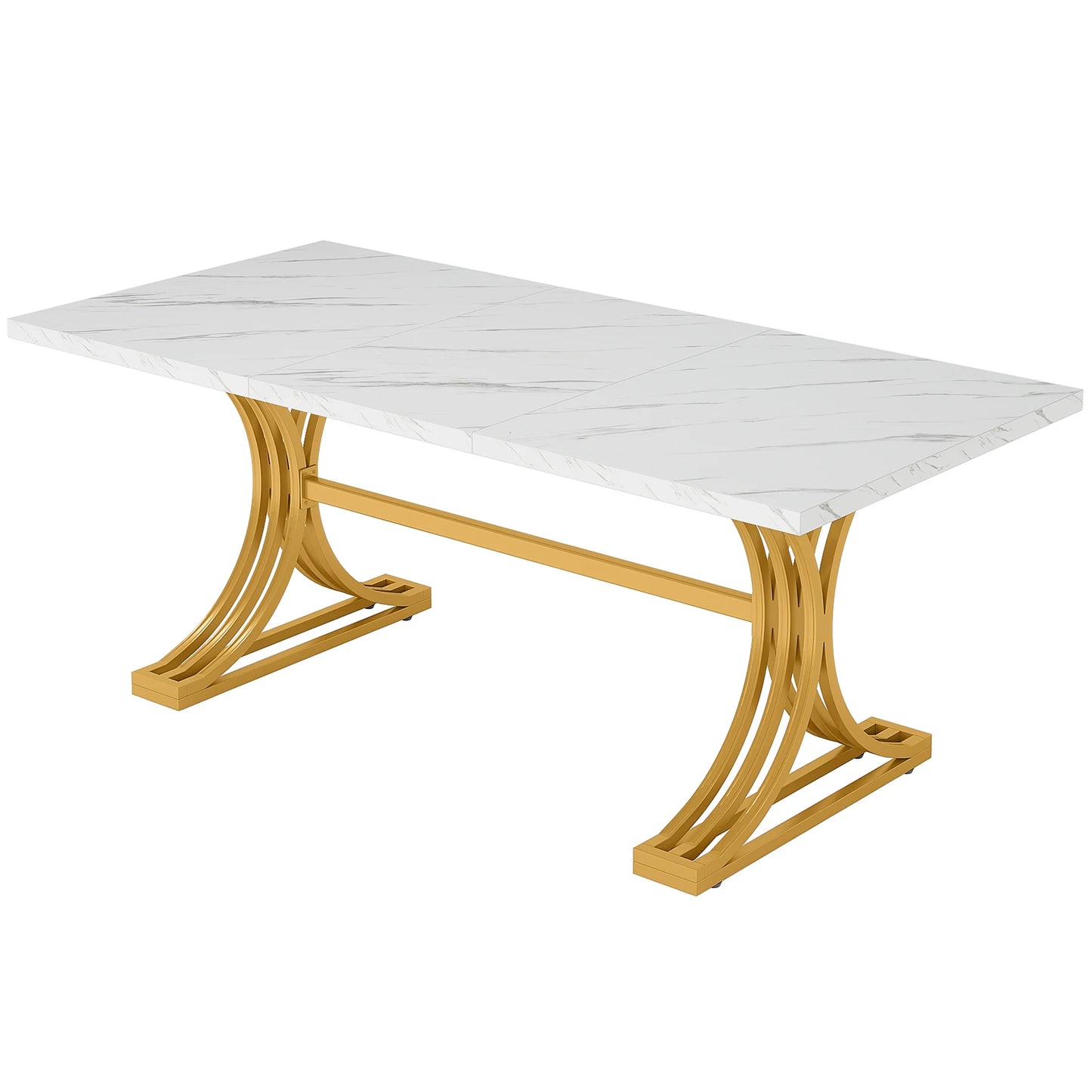 Tribesigns Rectangular Dining Table For 4 To 6 With Faux Marble Top