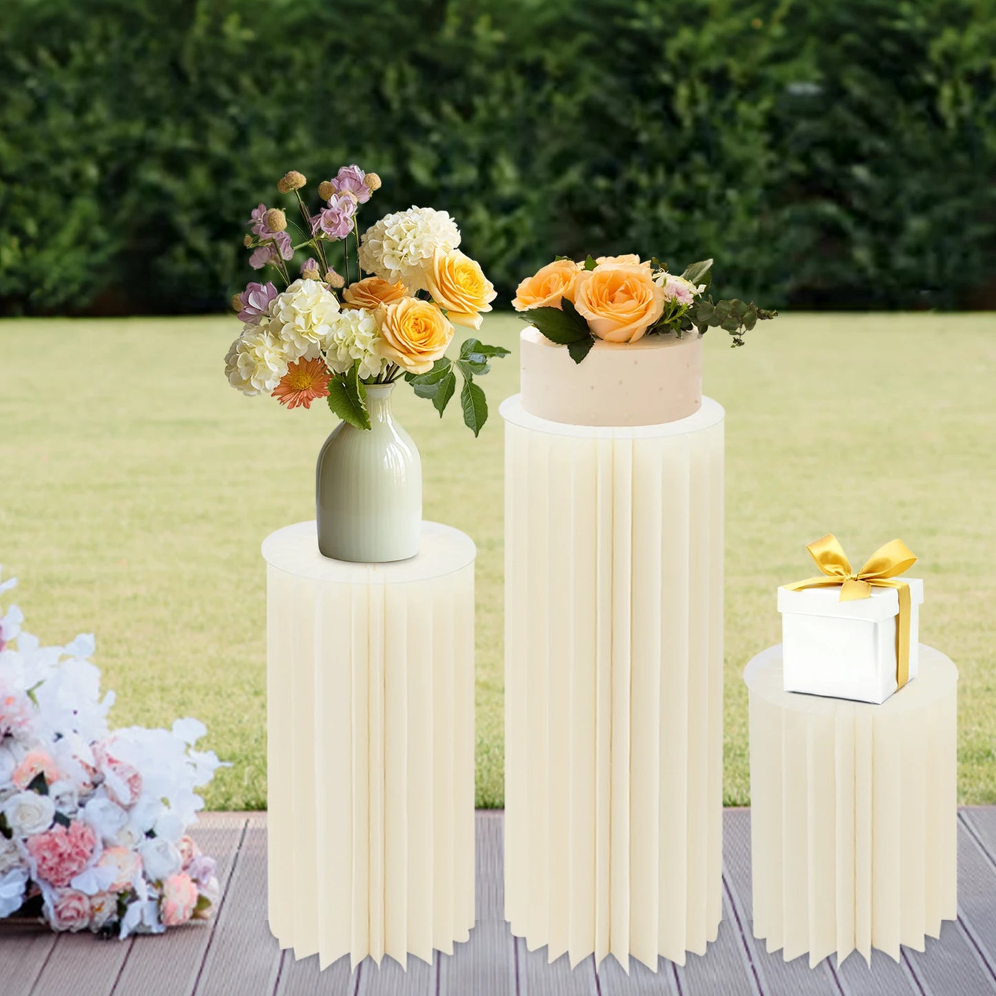 Wedding Flower Stand Cylinder Foldable Cardboard Centerpiece