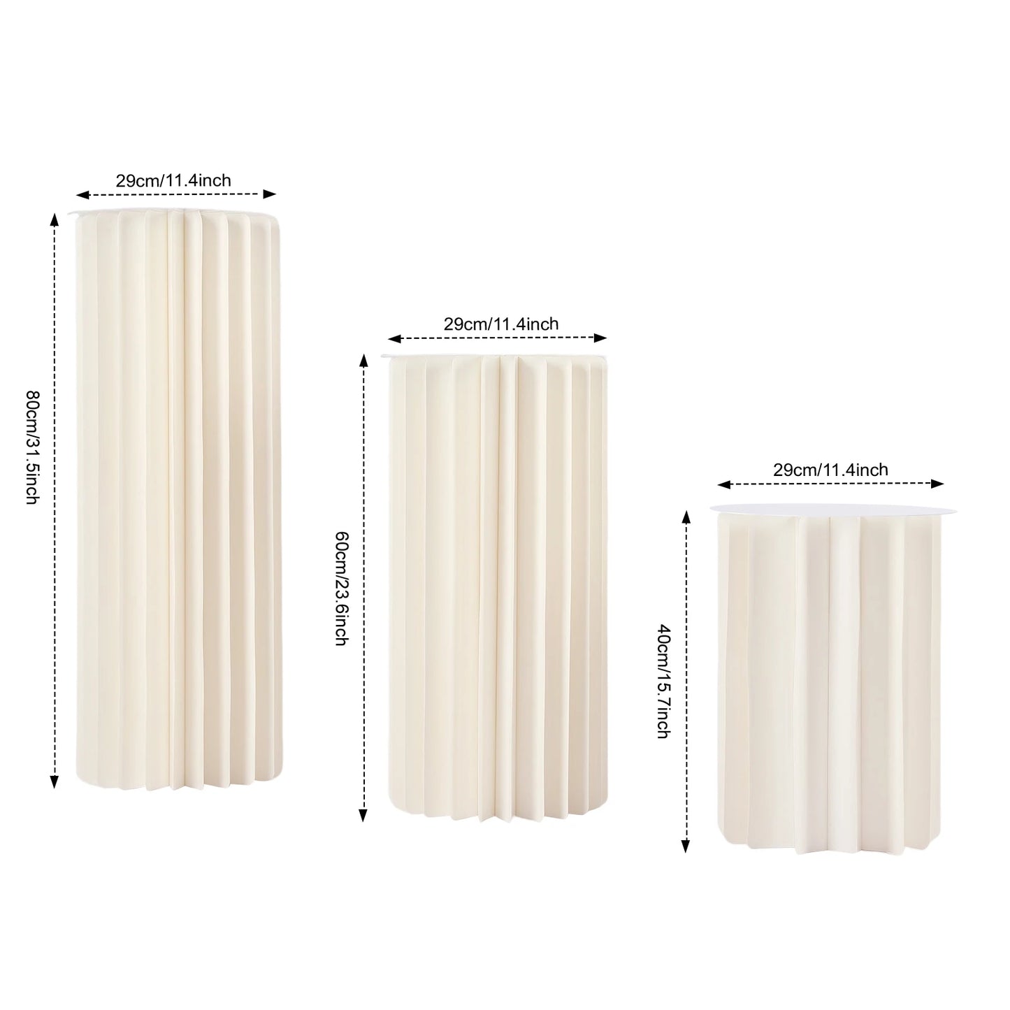 Three Piece Wedding Flower Stand Set Cylinder Foldable Cardboard Centerpieces