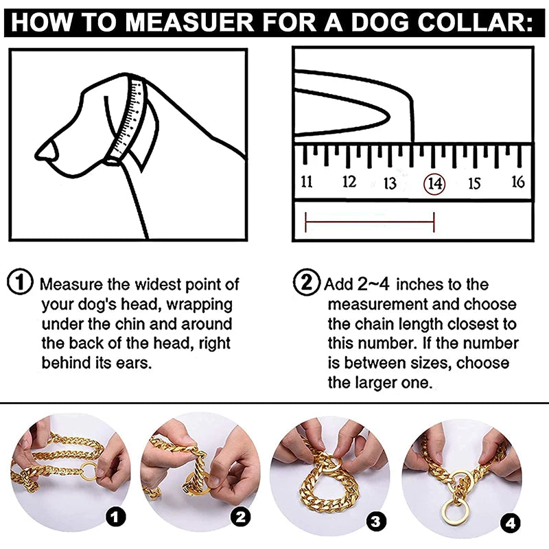 Stainless Steel Dog Chain Collar Cuban Link Design