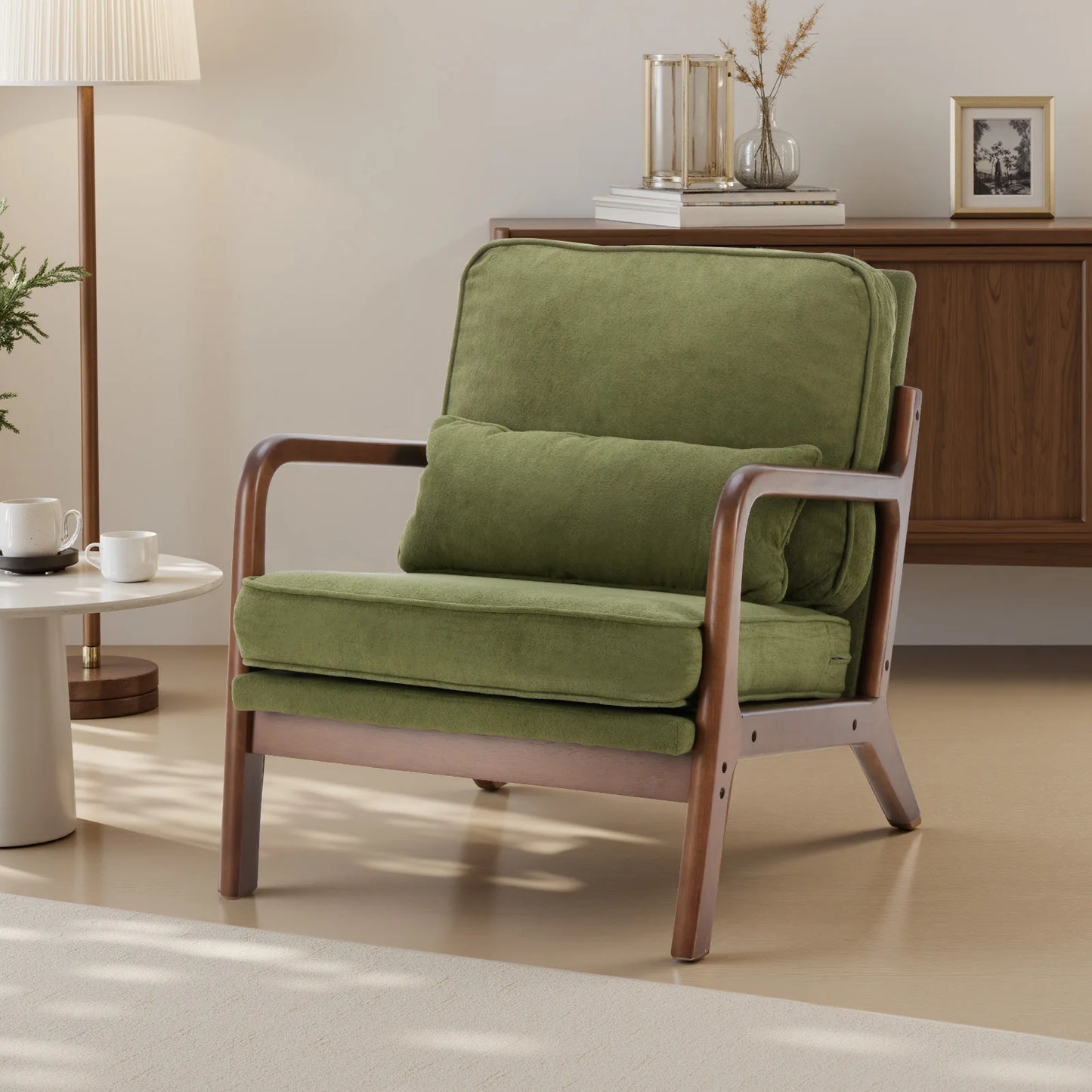 JHK Mid Century Modern Chair Solid Wood Frame With Arms