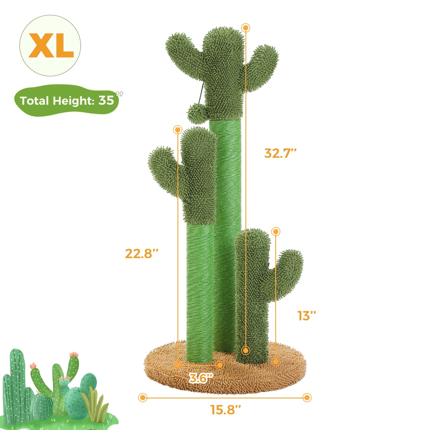 PEQULTI CN Cactus Cat Tree With Condo And Hammock For Indoor Cats