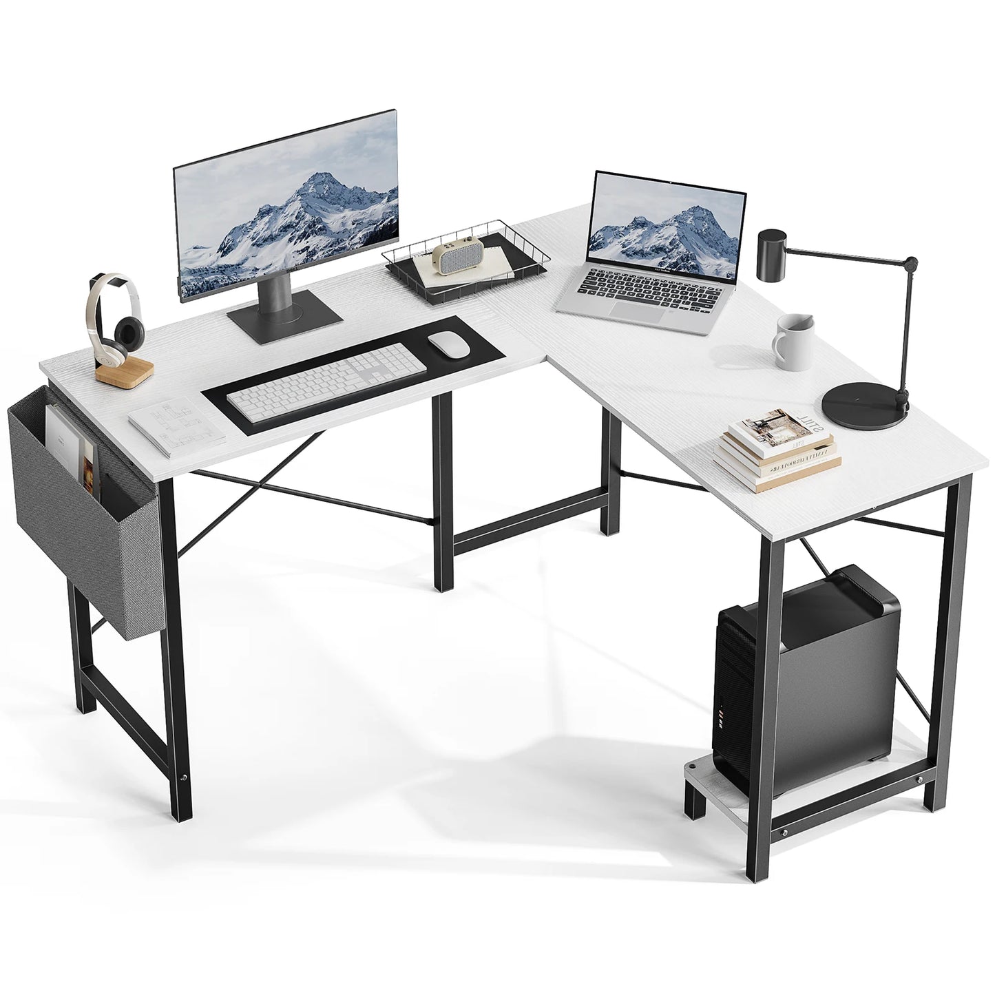 JHK Gaming Desk L Shaped With CPU Storage Shelf Office
