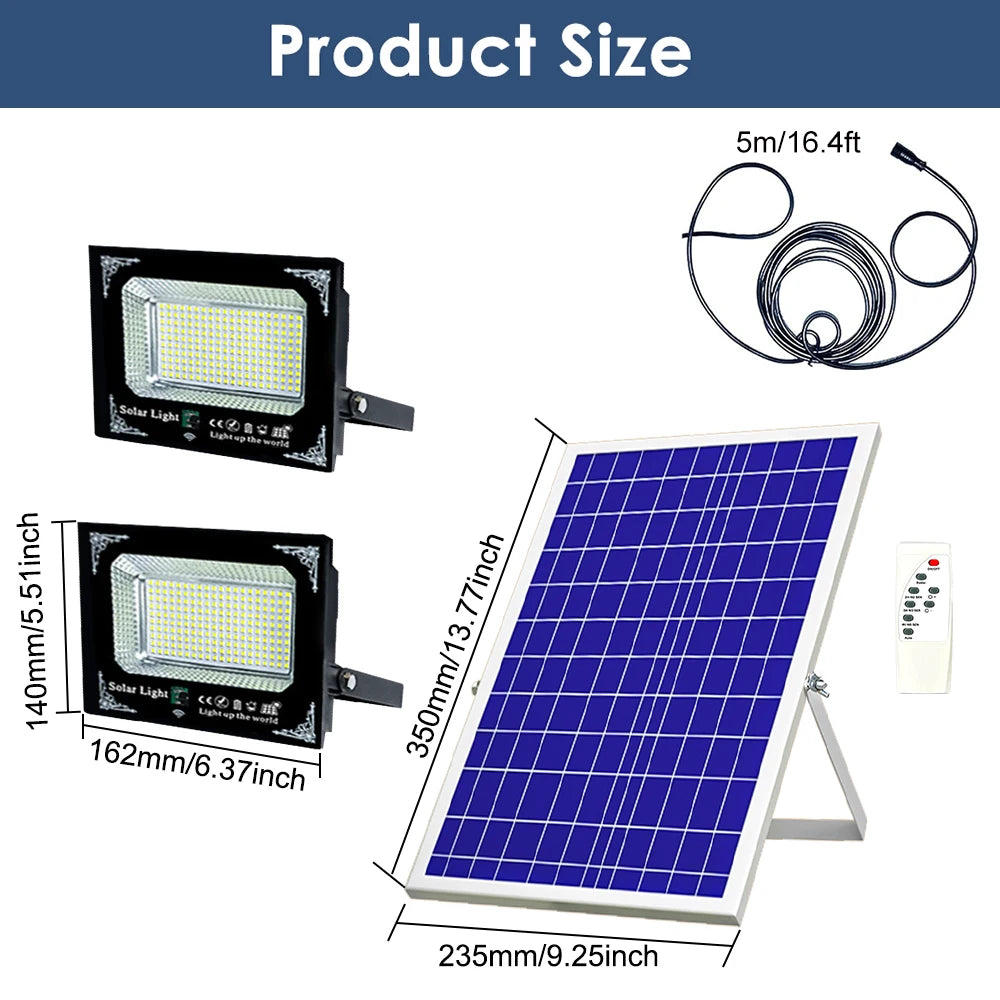 Solar Powered 500W LED Dual Head Flood Light For Garden