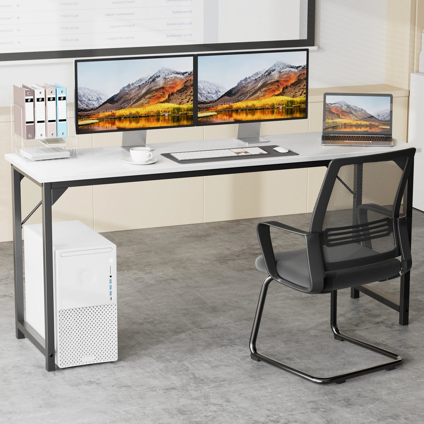 JHK Gaming Computer Desk With Wood Tabletop And Metal Frame