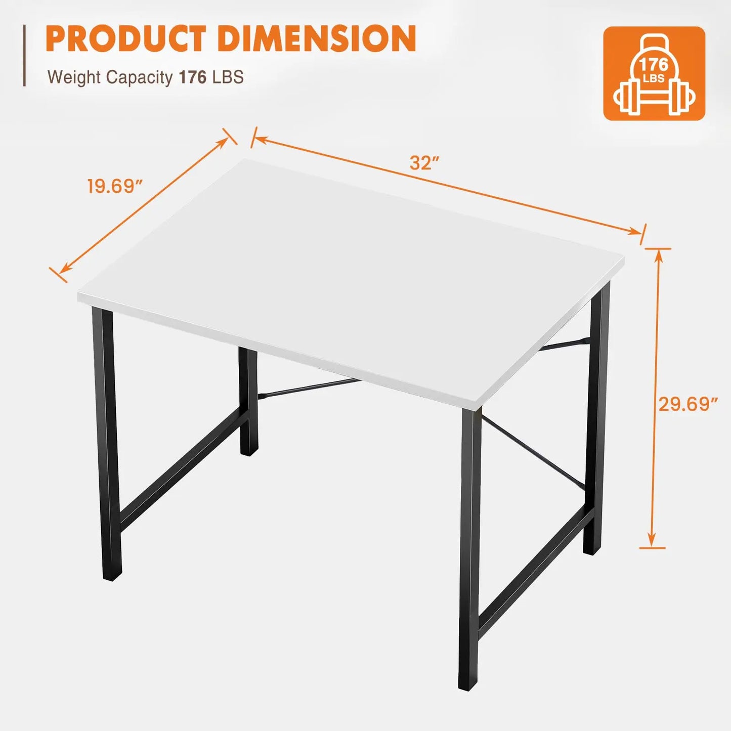 JHK Gaming Computer Desk With Wood Tabletop And Metal Frame