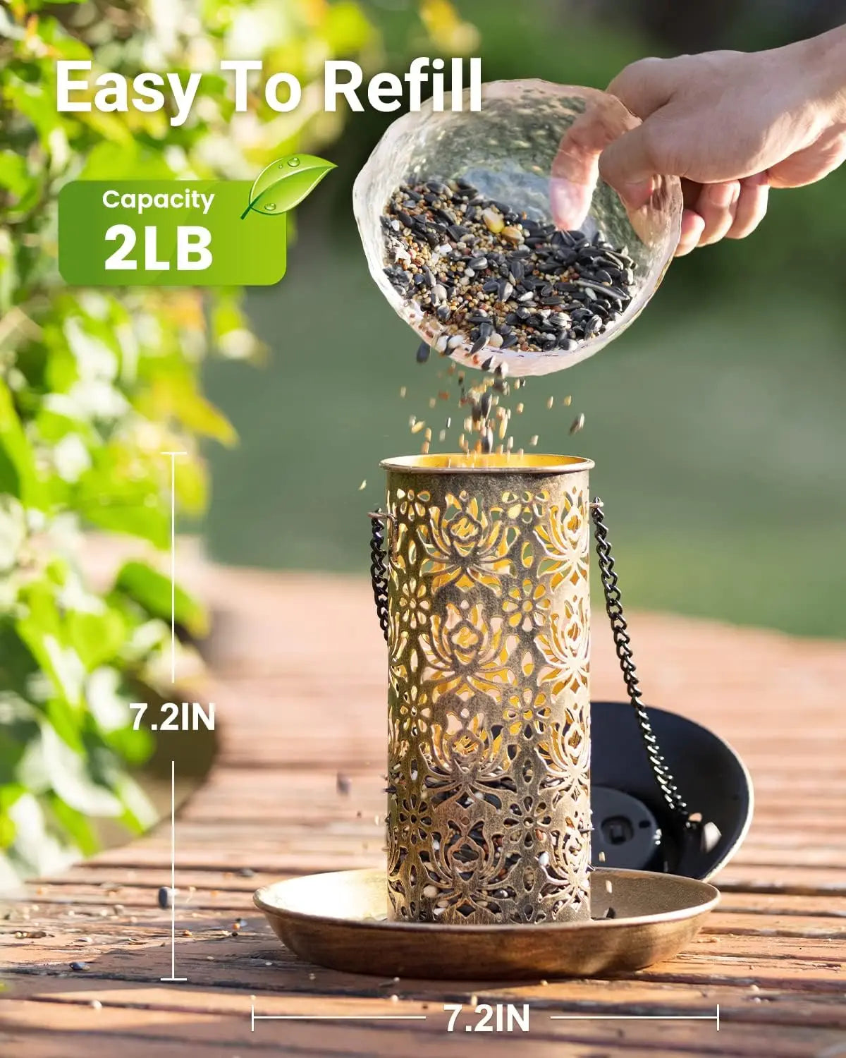 Solar Bird Feeder Outdoors Hanging Garden Lantern With S Hook