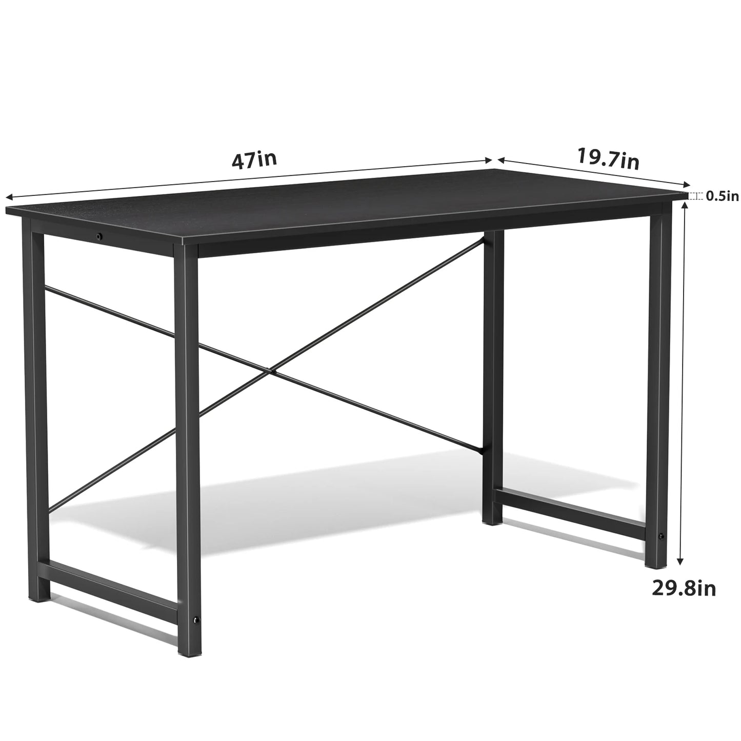 JHK Gaming Computer Desk With Wood Tabletop And Metal Frame