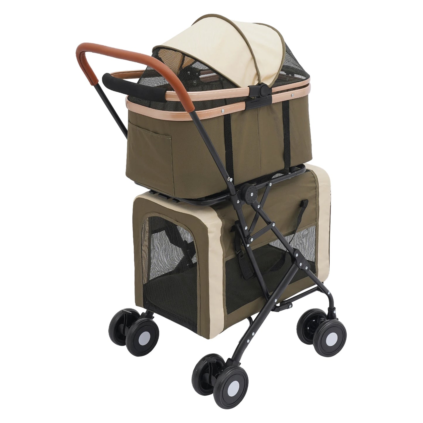Bymaocar Foldable Pet Stroller for Small and Medium Dogs Two Tier Load 35kg
