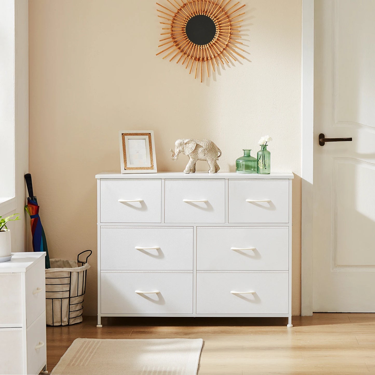 JHK Wardrobe Chest With Fabric Drawers For Bedroom Storage Cabinet
