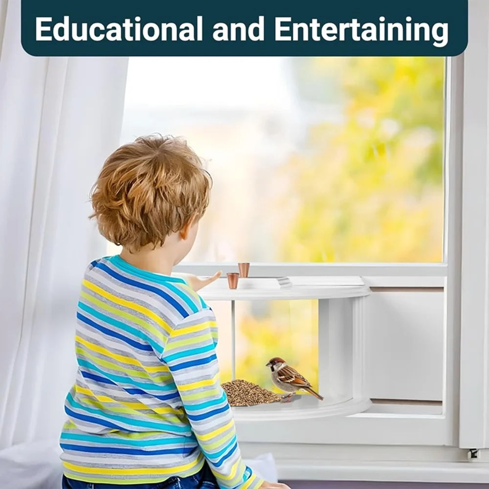 Window Bird Feeder With Clear View Tray For Recessed Windows