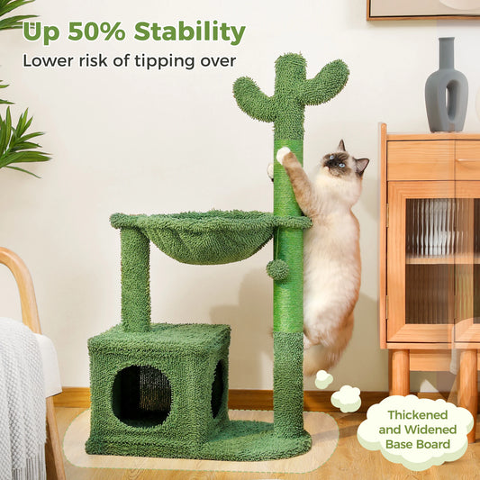 PEQULTI CN Cactus Cat Tree With Condo And Hammock For Indoor Cats
