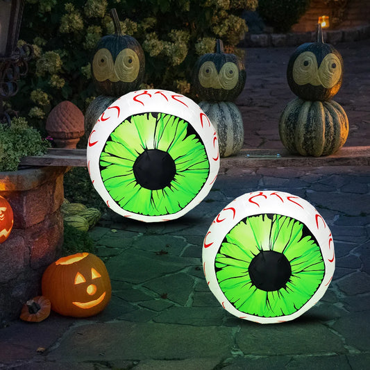 2 Pack Halloween Eyes Inflatables With LED Lights For Outdoors