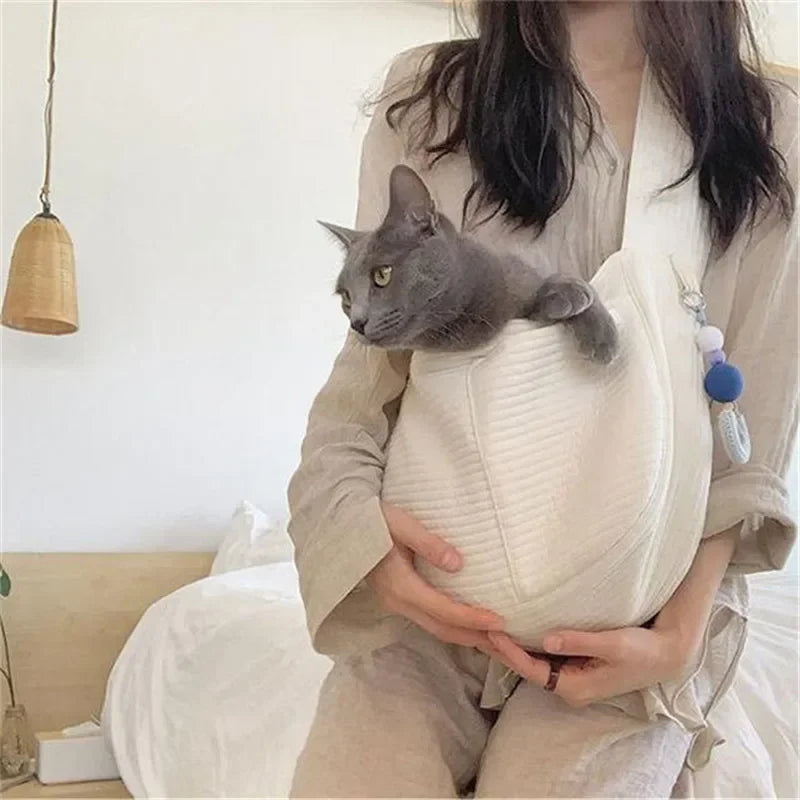 Breathable Polyester Pet Crossbody Sling Carrier For Cat And Dog