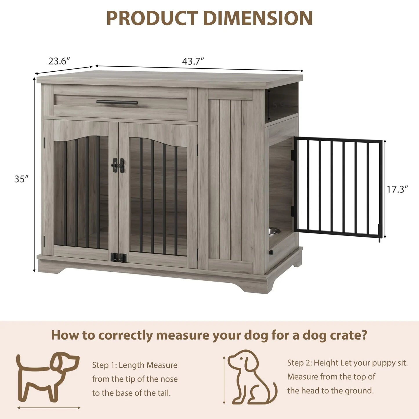 HiMISS Furniture Style Dog Crate Drawer Storage Heavy Duty Kennel