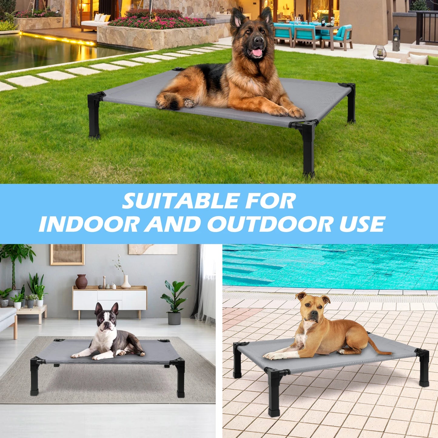 Elevated Dog Bed With Cooling Raised Pet Cot Mesh Frame