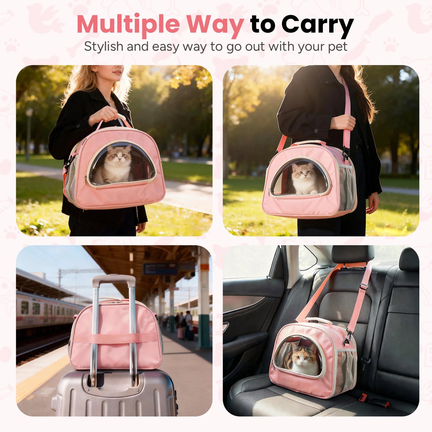 Breathable Oxford Foldable Carrier Tote Bag For Cats And Dogs