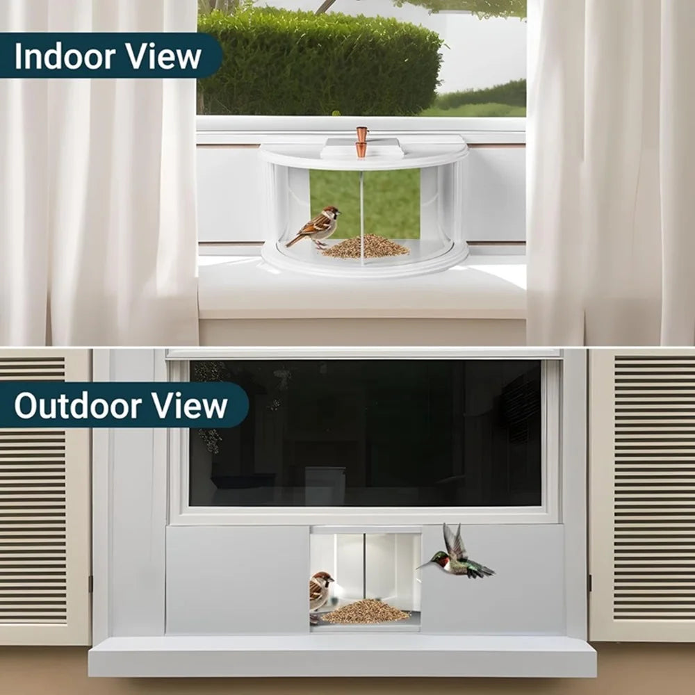 Window Bird Feeder With Clear View Tray For Recessed Windows