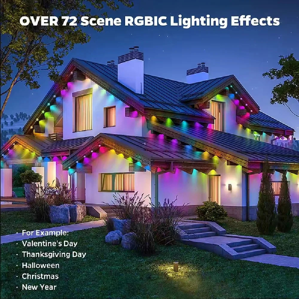 Smart Outdoor LED String Lights IP67 Waterproof With App Control