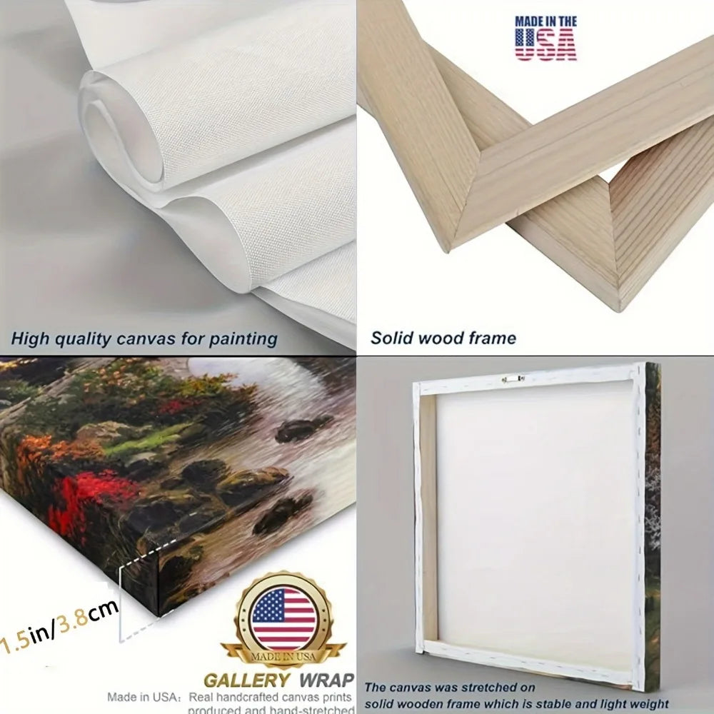 Abstract Wall Art in Pine Frame for Living Room Decoration