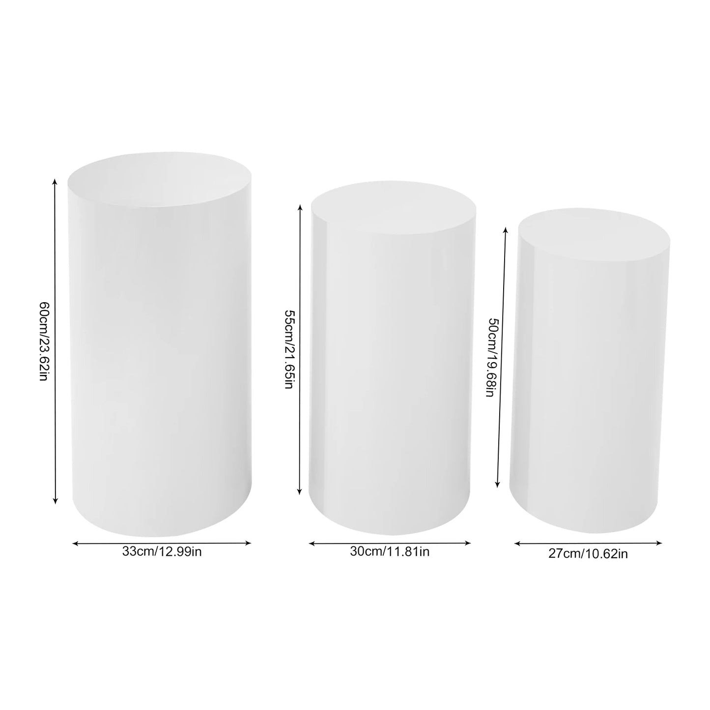 Round Cylinder Pedestal Stand Set 5 or 3 Pieces Freestanding Metal Cake Display