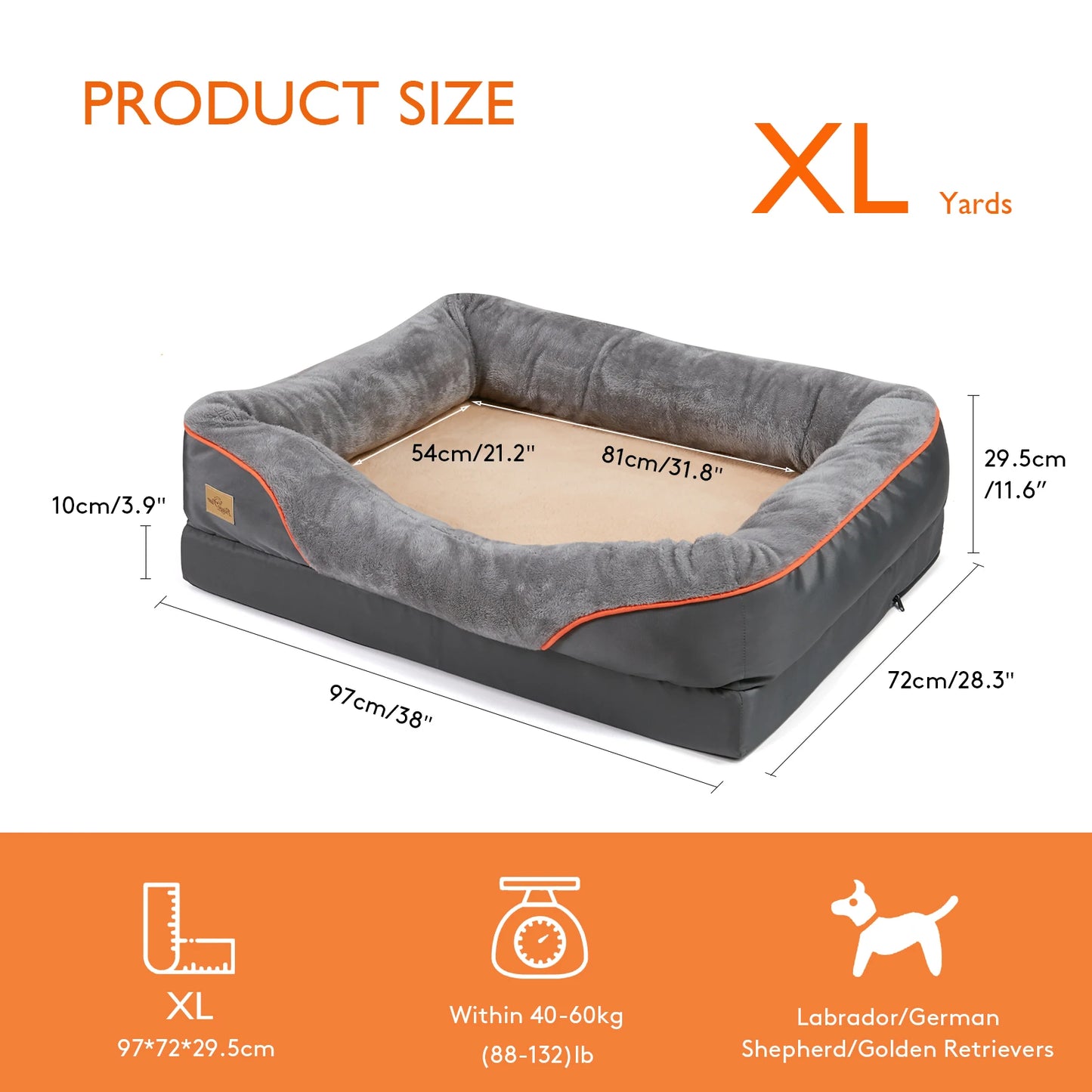 BINGOPAWCN Dog Bed With Washable Removable Cover Anti Allergy Waterproof