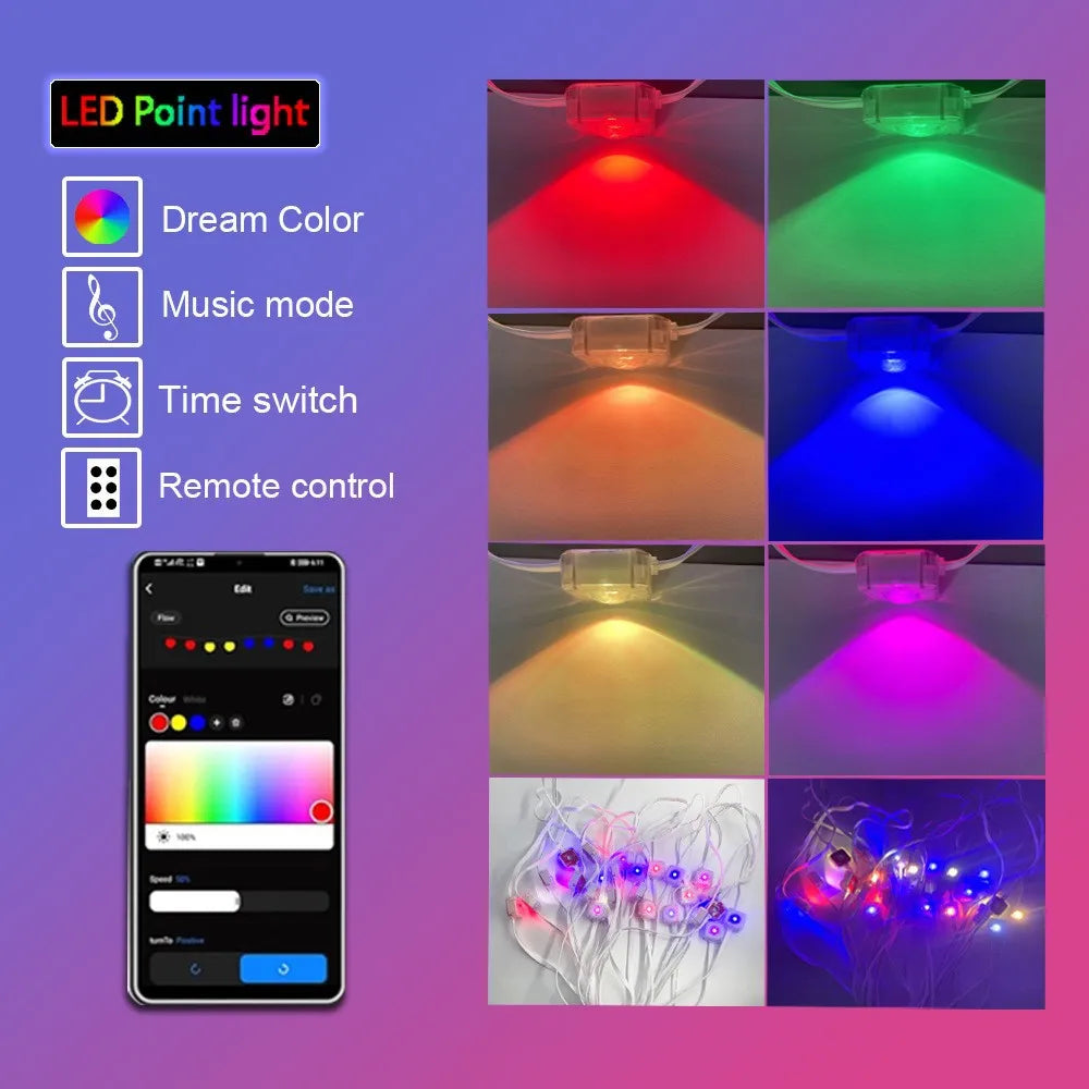 MIMIRGB Outdoor LED String Lights Eaves Decoration Bluetooth App