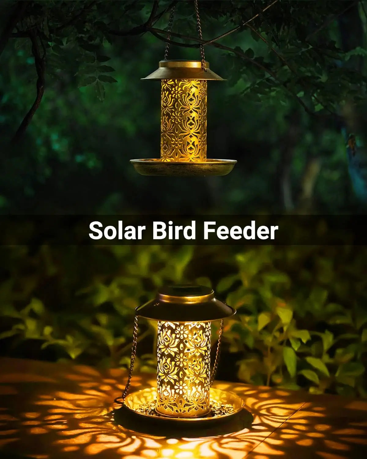 Solar Bird Feeder Outdoors Hanging Garden Lantern With S Hook