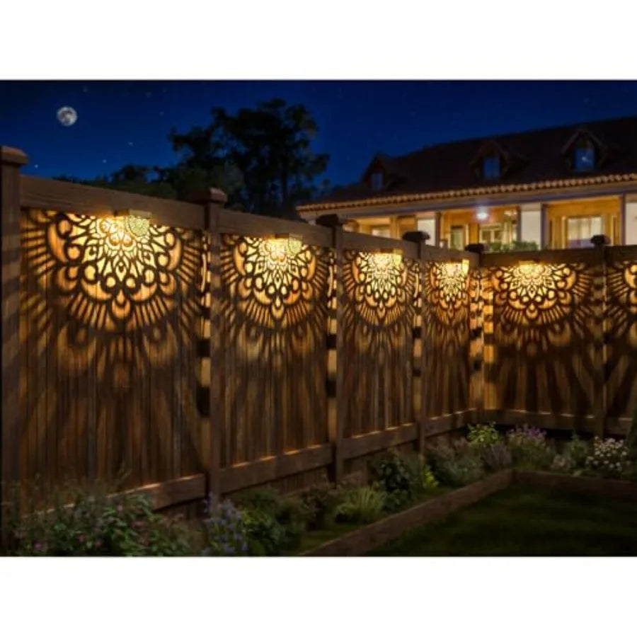 Solar Fence Lights Outdoor Wall Deck Step Lights Mandala Theme