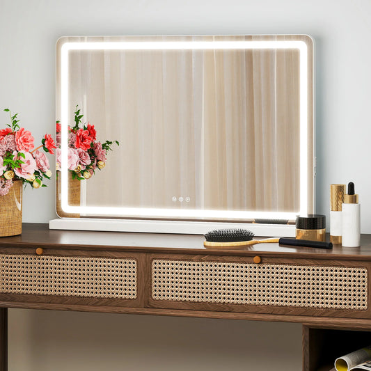 JHK LED Vanity Mirror With Lights Aluminum Frame Dimmable Makeup