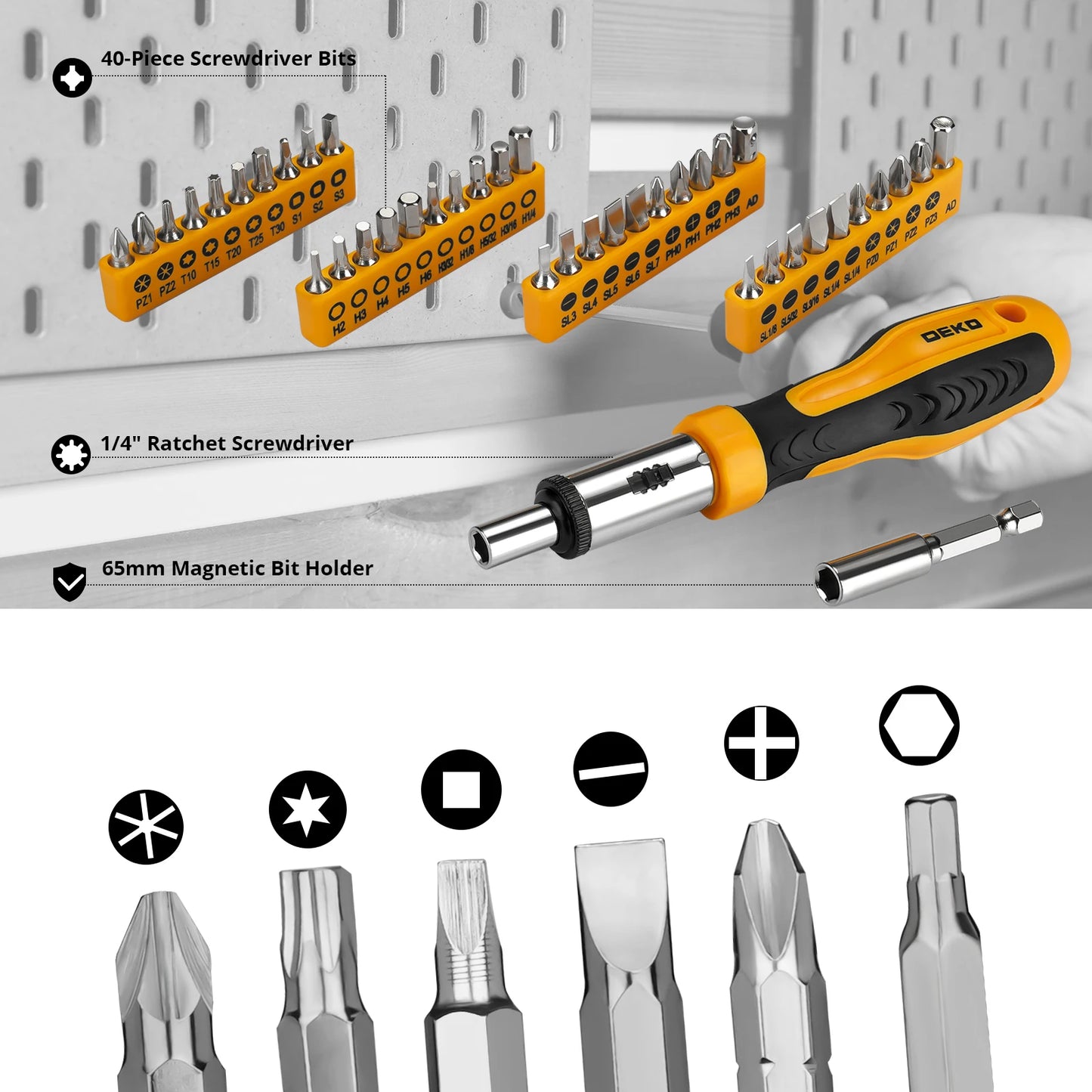 DEKOPRO 228Pcs Socket Wrench Auto Repair Tool Set Plastic Toolbox Storage Case