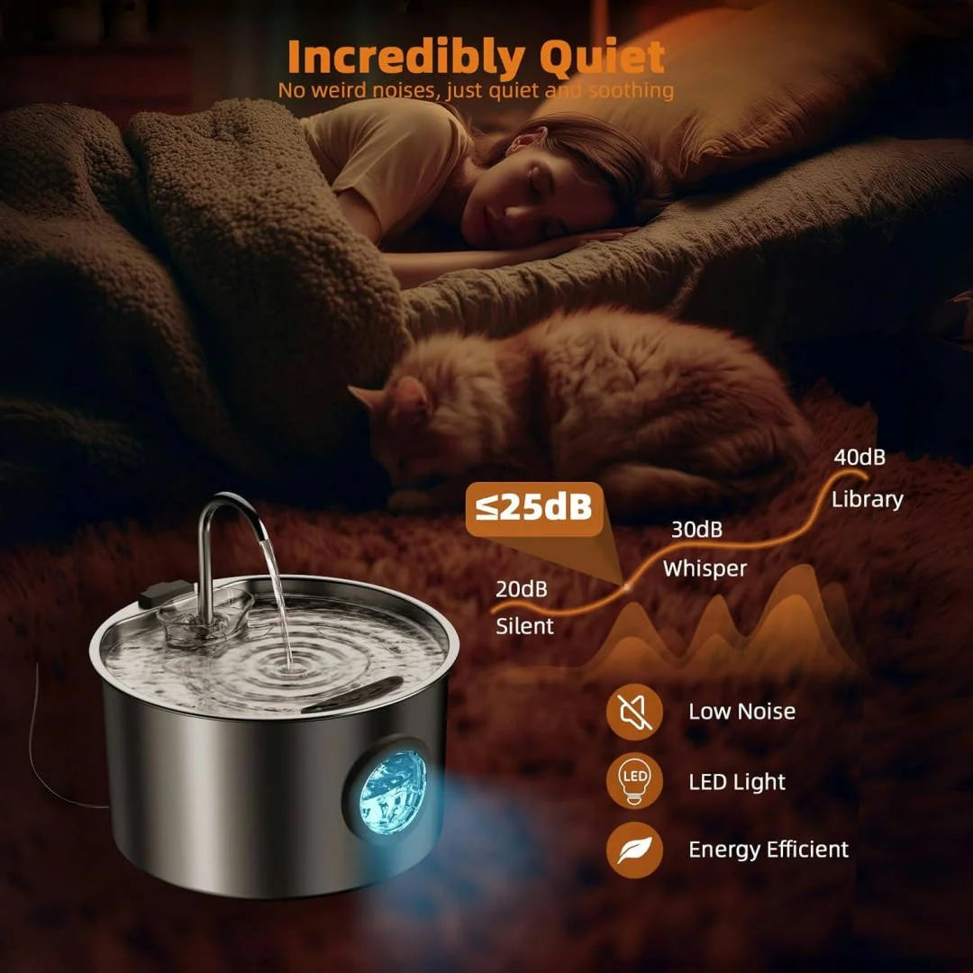 OPETH Stainless Steel Cat Water Fountain 108oz Automatic Pet Dispenser